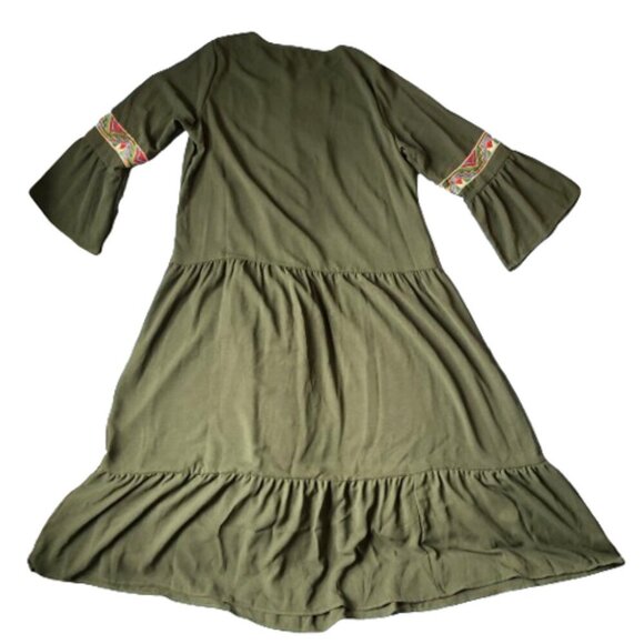 Maxi boho flounce sleeve embroidery applique drop waist flounce sleeve dress - Picture 15 of 15